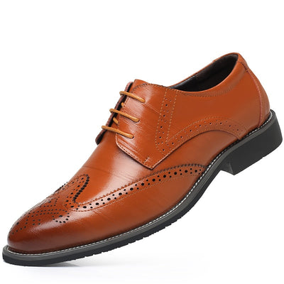 Leather shoes 2018 new comfortable lace up leather business casual shoes men bullock shoes plus size men flat party shoes
