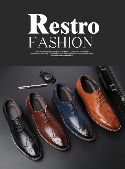 Leather shoes 2018 new comfortable lace up leather business casual shoes men bullock shoes plus size men flat party shoes