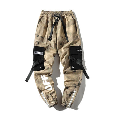 Hip  Men's Camouflage Joggers Pants 2019 Men Ribbons Cotton Cargo Pant Trousers Elastic Waist Harem Pant