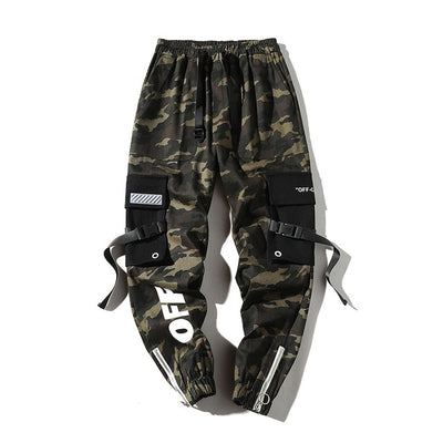 Hip  Men's Camouflage Joggers Pants 2019 Men Ribbons Cotton Cargo Pant Trousers Elastic Waist Harem Pant