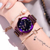 Top Brand Luxury Women's Rhinestone Wrist Watches Rose Gold Starry Sky Quartz Watch Ladies Crystal Clock Magnetic Strap relogio