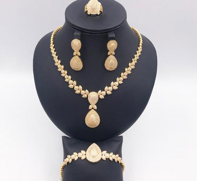 Luxury Shinning Cubic Zircon 4 piece Set Jewelry For Women Hot Selling Necklace&bracelet&earrings Jewelry Sets