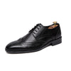 Plus Size Black Dress Shoes For Men British Designer Leather Men Brogue Elegant Shoes Comfort Pointed Toe Wedding Flats