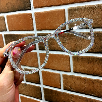 Gold rhinestone cat eye  Sunglasses for Women Brand Designer Shades Sun Glasses Men Vintage Metal Clear Eyewear UV400 Sunglass