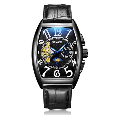 SEWOR Men Watch Automatic Mechanical Tourbillon Sport Male Clock Top Brand Luxury Gold Classic Man Wristwatch