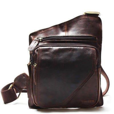 New High Quality Vintage Casual Crazy Horse Leather Genuine Cowhide Men Chest Bag Small Messenger Bags For Man  Shoulder Bags