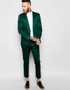 New Style Groomsmen Peak Lapel Groom Tuxedos Green/Teal/Yellow/Purple Men Suits Wedding Best Man (Jacket+Pants+Hanky) B889
