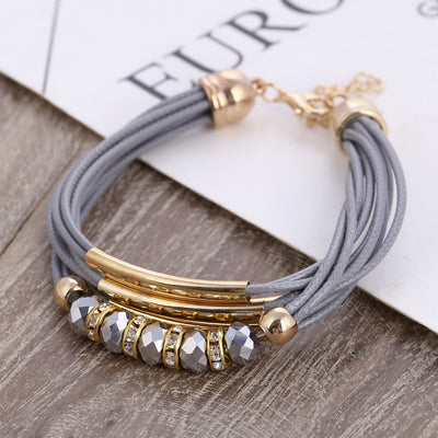 Bracelet Wholesale 20189 New Fashion Jewelry Leather Bracelet for Women Bangle Europe Beads Charms Gold Bracelet Christmas Gift