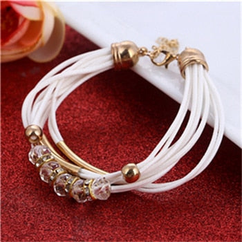 Bracelet Wholesale 20189 New Fashion Jewelry Leather Bracelet for Women Bangle Europe Beads Charms Gold Bracelet Christmas Gift