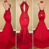 Red Mermaid Prom Dresses for African Black Girls 2019 Vestido De Festa Backless Halter Lace Runway Fashion Party Gowns