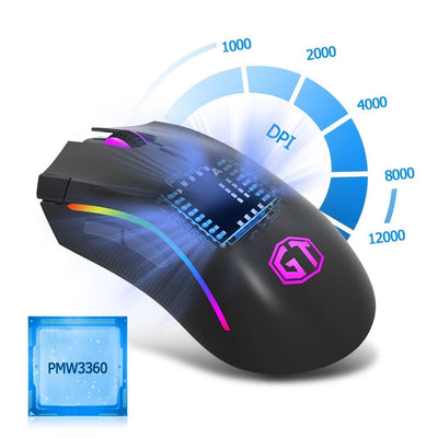 Delux M625 PMW3360 Sensor Gaming Mouse 12000DPI 12000FPS 7 Buttons RGB Backlight Optical Wired Mice with Fire Key For FPS Gamer