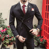 Double Breasted Suit For Men Slim Fit Black Khaki Dark Green Gentleman Suits Costume Mariage Homme 2 Piece Wedding Suit Q539