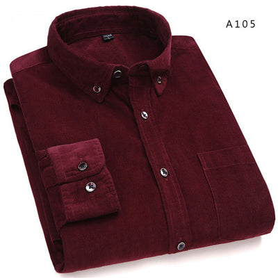 new arrival 2019 cotton Corduroy long sleeve button collar quality warm easy care regular fit simple  business men casual shirts