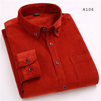 new arrival 2019 cotton Corduroy long sleeve button collar quality warm easy care regular fit simple  business men casual shirts