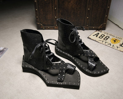 2018 New Fashion Cool Ancient  Men's Sandals Boots Ventilation  Roman Restore Black Personality Geometric  Sandals