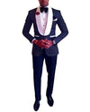 Groomsmen Newest Groom Tuxedos One Button Men Suits Peak Black Lapel Best Man 2 pieces Wedding Blazer ( Jacket+Pants+Tie ) C563