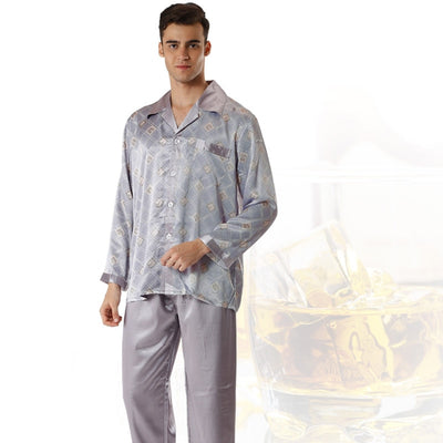 Mens Silk Satin Pajamas Silk Chinese Pajamas for Men Silk Sleepwear Two Pieces