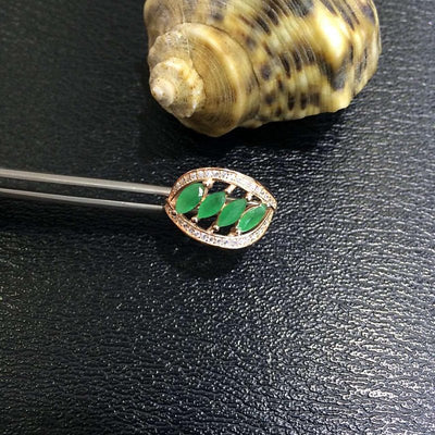 2017 Rushed Anillos Qi Xuan_Fashion Jewelry_Colombia Green Stones Fashion Rings_plated Rose Woman Rings_Factory Directly Sales