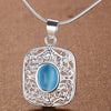 blue zircon bling silver plated Necklace New Sale silver necklaces & pendants /FXRLMMMH YYBRWAGB