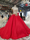 Walk Beside You Red Wedding Dresses Satin Ball Gown Off Shoulder Sweetheart Lace Appliques Beaded Bow robe Mariage Bridal Gowns
