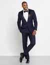 Groomsmen Blue Groom Tuxedos Three Button Men Suits Notch Lapel Best Man 2 pieces Wedding Suit ( Jacket+Pants+Tie ) C570
