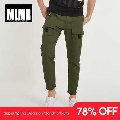 MLMR Men's 100% Cotton Korean-style Printing Casual Trousers Slim Fit Pants Mens Cargo Pants 2019 Brand New Winter 218314507