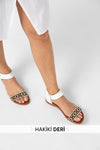 Leather Banded White Women's Sandals