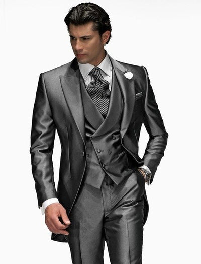 Morning Style Groomsmen Custom Made Groom Tuxedos One Button Men Suits Wedding Best Man Blazer ( Jacket+Pants+Vest ) C120