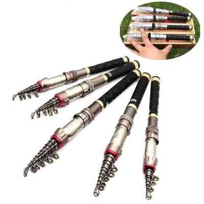 High Carbon Saltwater Telescopic Fishing Rod Superhard  Ultra Light Rod Carbon 1.3-2.4M  Fishing Rod Spinning Fishing Pole