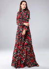 High quality 2019 designer Runway Maxi dress Women's Long Sleeve Vintage Flowers Leopard Print Slim Beach long Dress plus size