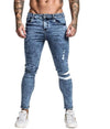 Gingtto 2019 New Men Skinny Jeans Skinny Slim Fit Stretchy Blue Jeans Big Size Cotton Lightweight Comfy Hip Hop White Tape zm49