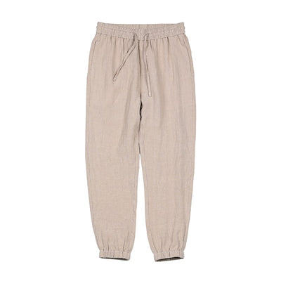 2019 spring 100% pure linen ankle-length pants men cool elasticated waistband drawstring plus size trousers male 190095