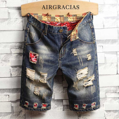 Mens Ripped Short Jeans Brand Clothing Bermuda Cotton Shorts Breathable Denim Shorts Male New Fashion Size 28-40