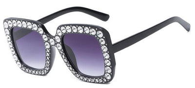 2019 Women Luxury Square Oversized Diamond Sunglasses Ladies New Brand Designer Mirror Sun Glasses