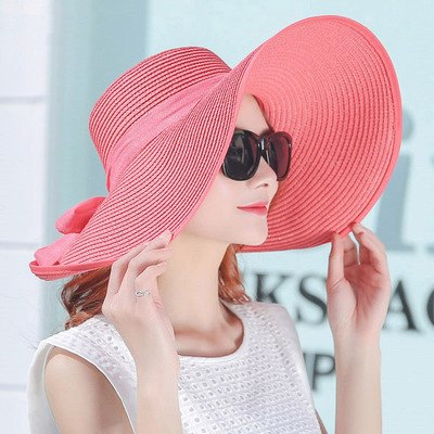 Simple Summer Straw Hat Women Big Wide Brim Beach Hat Sun Hat Foldable Sun Block Uv Protection Panama Hat Bone Chapeu Feminino