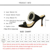 2019 New Summer Women Mules Slippers High Thin Heel Pointed  Fashion Crystal Women Shoes Black Outside Slippers