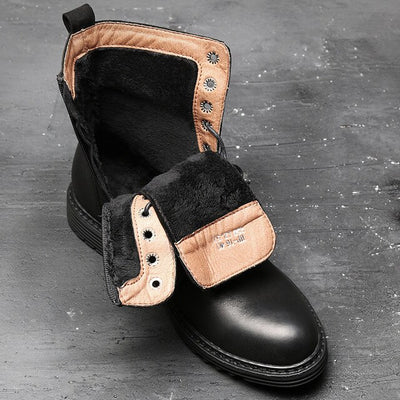 US 6-10 Top Quality Mens Genuine Leather Lace Up Soliders Mid-calf Boots Casual Zip Winter Motorcycle Ridding Boots