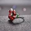Red Flower Heart Zircon Stone Wedding Engagement Rings for Women Fashion Jewelry 2018 New