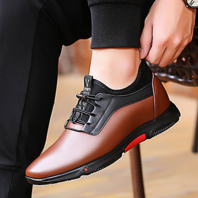 Misalwa 2019 Fashion Sneakers Men Luxury Platform Elevator Shoes Brown Leather Elastic Band Casual Height Increasing 5-7 CM Shoe