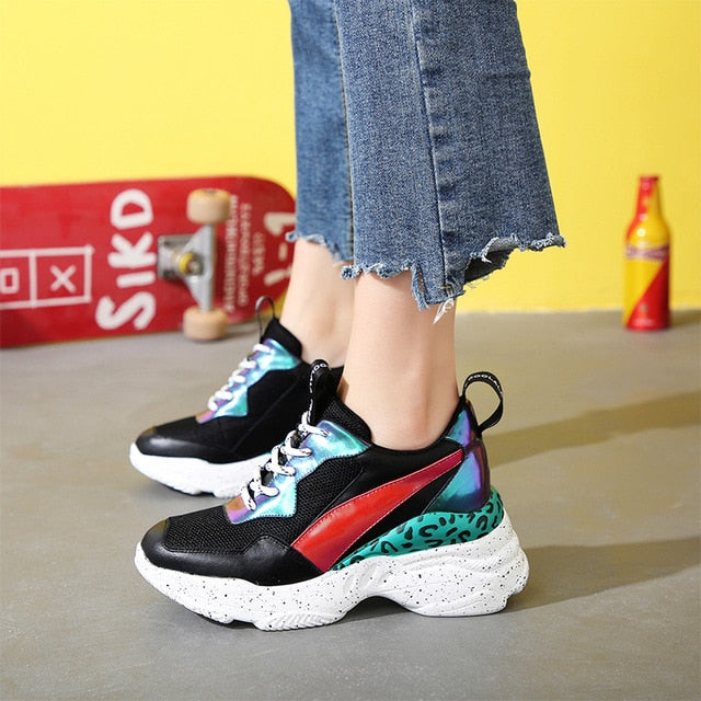 2019 New Sneakers Women 35-42 Platform White Sneakers Horsehair Shoes Casual Flats Breathable Soft Woman Chunky Shoes