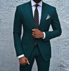 Groomsmen Custom Made Groom Tuxedos Green Men Suits Peak Lapel Best Man Wedding 2 pieces Bridegroom ( Jacket+Pants+Tie ) C549