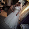 Real Picture Cheap Plus size wedding dress 2019 V Neck Half sleeve Vestido De Novia Longo Bridal Dresses