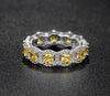 Fashion  AAA cubic zirconia  fully- jewelled yellow square stones  ring ,micro pave setting women's full finger ring