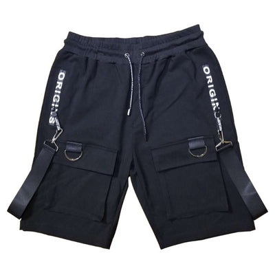 Hip Hop Summer Shorts Men 2019 Black Ribbons Streetwear Bermuda Man Shorts Multi-pocket Punk Casual Knee Length Short Pants Men
