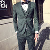 Black Navy Blue Green Jacquard Suit Men Slim Fit Mens Wedding Suits Dinner Banquet Prom Suits For Men Jacket Pants Vest Q535