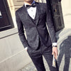 Black Navy Blue Green Jacquard Suit Men Slim Fit Mens Wedding Suits Dinner Banquet Prom Suits For Men Jacket Pants Vest Q535