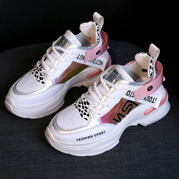 2019 Woman White Sneakers Hand Painted Casual Pink Ladies Vulcanized S ...