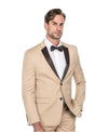 Groomsmen Champagne Groom Tuxedos Newest Men Suits Notch Black Lapel Best Man 2 pieces Bridegroom Suit ( Jacket+Pants+Tie ) C585