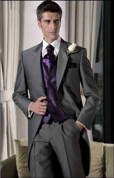 Custom Made Groomsmen One Button Groom Tuxedos Peak Lapel Men Suits Wedding Best Man Blazer ( Jacket+Pants+Tie+Vest ) C168
