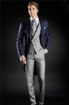 Morning Style Groomsmen Custom Made Groom Tuxedos One Button Men Suits Wedding Best Man Blazer ( Jacket+Pants+Vest ) C124